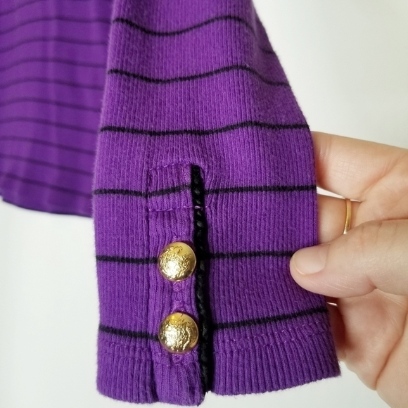 Lauren Ralph Lauren Long Sleeve Stripe Sweater | PS purple black pullover - Picture 4 of 8